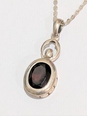 Lucas Lameth Sterling Silver With Genuine 3ct Deep Red Garnet 18" Necklace